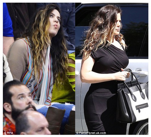 Two pictures of a woman with a purse and a woman in a black dress showcasing trendy hairstyles.