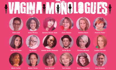 A poster for the vagina monologues.
