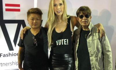 From left: Nik Kacy, Carmen Carrera and Susan Surftone at Equality Fashion Week.